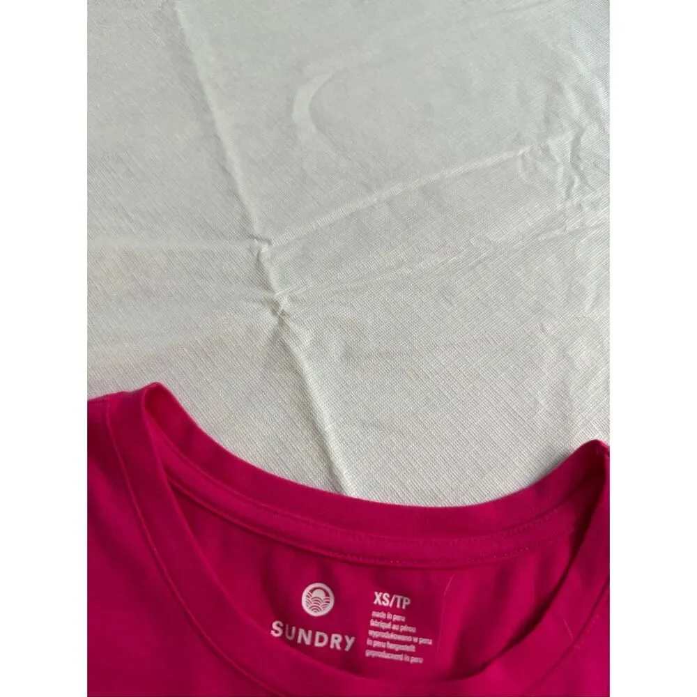 Sundry Hot Pink Crewneck Cotton T Shirt Women’s XS Made in Peru Casual Basic Tee